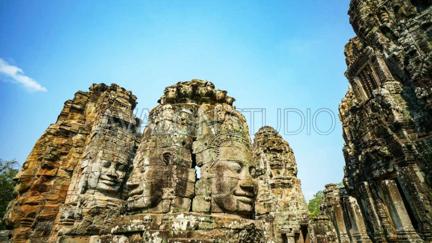 アンコールトム 観世音菩薩 四面塔 Angkor Thom smiling stone faces