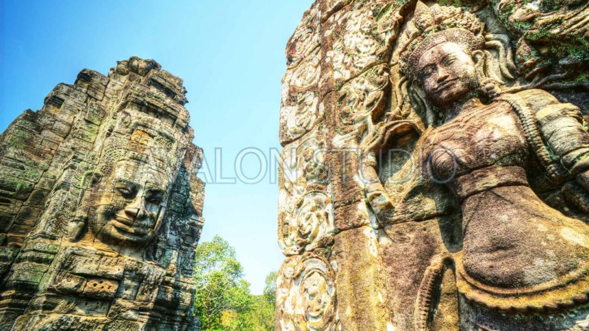 アンコールトム 観世音菩薩 四面塔 Angkor Thom smiling stone faces
