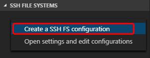 Visual Studio Code エクスプローラー内の SSH FILE SYSTEM コンテキストメニュー