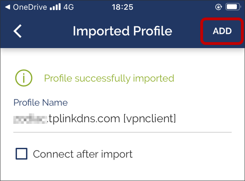 OpenVPN Profile Successfully Imported
